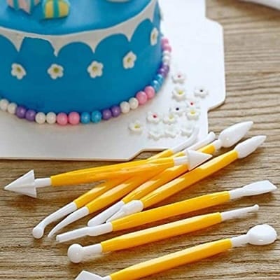 Picture of Molding Sculpting Plastic Tool Kit Set Fondant Cake Flower Decorating Clay Sugarcraft 8 Double Sided Tools-Yellow