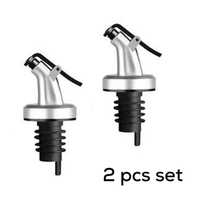 Picture of Rubber Olive Oil Free Flow Dispensers Caps for Bottle Pourers (Black, Silver), Set of 2-Silver