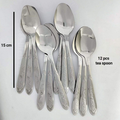 Picture of medium Wait  Stainless Steel Tea spoon, (Set of 12), Silver 15cm-Silver