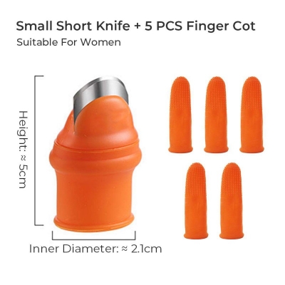 Picture of Silicone Thumb cutter + 5 Pieces Finger Protector Cutting Gears Vegetable Picking Nipping Plant Leaf Scissors Garden Gloves-Orange