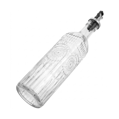 Picture of Artistic Carved Glass Oil Bottle Spout Non-drip Oil Dispenser for Kitchen Decorative Spray Bottle