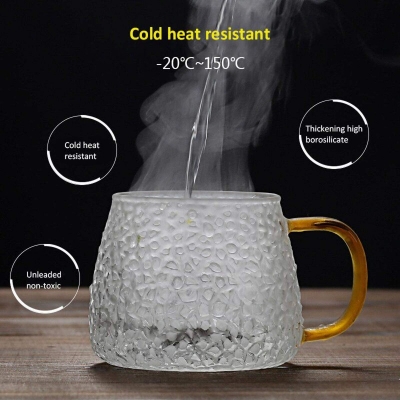 Picture of 1 pcs Heat-resistant Glass Cup  Coffee Cup With Handle Tea Milk Drink Mug Household  Home  Drinkware-Multicolor