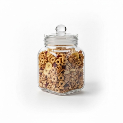 Picture of Airtight Corsica Essentials Glass Storage Jar 1.5L with Clear Lid for Kitchen Pantry Organization of Granola Cereal Oats and Dry Snacks Featuring Durable Transparent Glass Design for Freshness and Easy Identification.