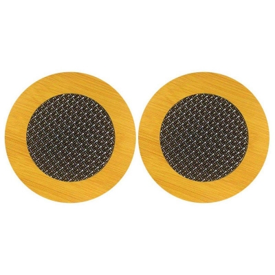 Picture of 4 pcs (L Size) Bamboo Wooden Round Coaster for Home Pan Pot Holder for Dining Table Heat Pad-Brown