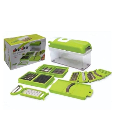 Picture of Vegetables Shredder 11 In 1 Slicer & Dicer Grater Cutter , Nicer Dicer Fruits and Vegetable Multi-functional Interchangeable Stainless Steel with Food Container-Green