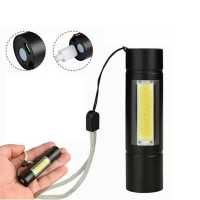 Picture of LED Light Emergence Rechargeable Mini and Pocket Torch Flash Light DP571 Torch Emergency Light  (Black)-Black