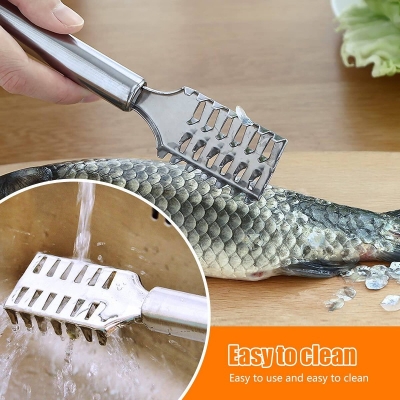 Picture of Stainless Steel Fish Scale Remover Fish Scaler Scraper Kitchen Tool-Silver