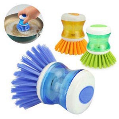 Picture of Plastic Cleaning Brush with Liquid Soap Dispenser, Kitchen, Laundry and Other Household Cleaner-Multicolor