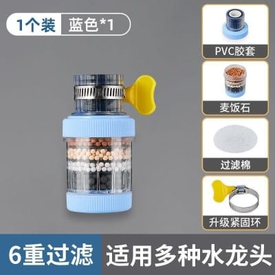 Picture of Splash-proof faucet water filter with six-layer activated carbon and medical stone – kitchen and bathroom tap water purifier removes chlorine and heavy metals for safe household water