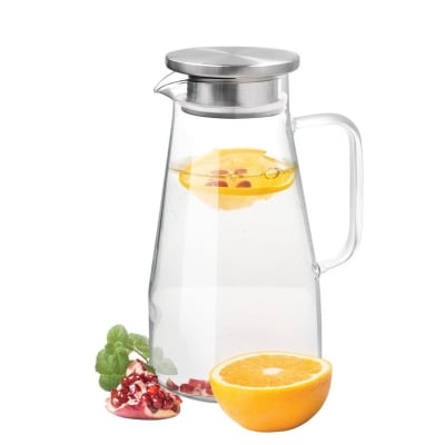 Picture of GPB30 Glass Pitcher with Lid – 1PC Large  Carafe for Iced Tea, Water, Coffee, Milk, Juice  | Heat-Resistant Glass Jug for Hot & Cold Beverages | Elegant Tableware