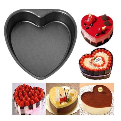 Picture of 1 pcs (L size) Lave Shape Cake Mould tin for Microwave Oven Bakeware,  Black-Black