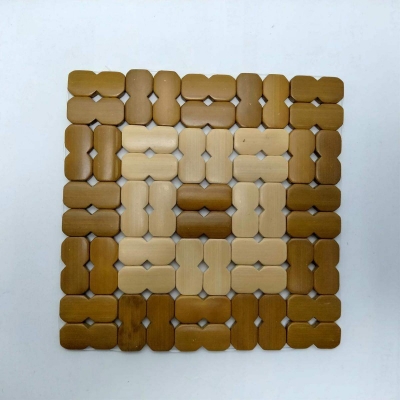 Picture of 1 pcs (L or M) Brown and Off-White Check Bamboo Coasters Table Mats Placemats-Multicolor