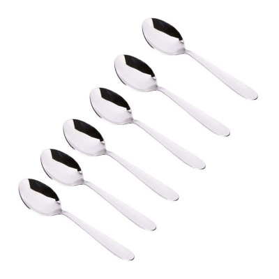 Picture of Stainless Steel plain Table Spoon for Home/Kitchen, Set of 6 Pcs (Standard, Multicolor)-Silver