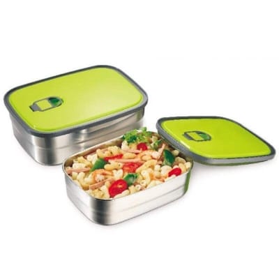 Picture of Stainless Steel Containers with Air Tight Plastic Lid Tiffin Lunch Box Tiffin Box for School Office-Multicolor
