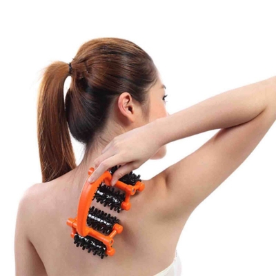 Picture of Rover Shaped Handheld Body Acupressure Massage Handy Roller Manual Massager-Orange