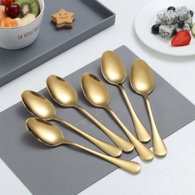 Picture of 6 Pcs Gold Titanium Plated Stainless Steel Tea spoons, Gold Teaspoon, Flatware Teaspoon 6 PCS set-Gold