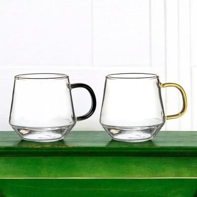 Picture of Transparent Coffee Mug GPB57 Set of 2 - 420ml Borosilicate Glass, Dishwasher Safe, Lightweight, Classic Round Design, Perfect for Coffee, Tea, and Beverages, Elegant Clear Glassware for Daily Use.