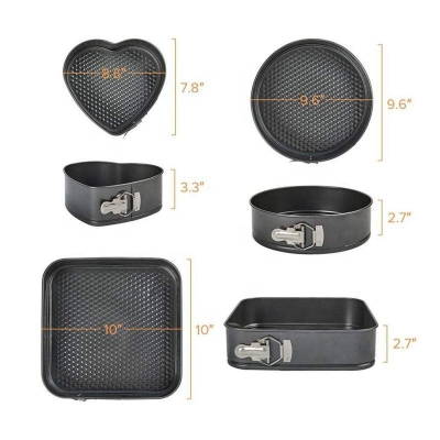 Picture of Cake Pan Springform Cake Pans Rectangle Round Heart Shaped Set-Black