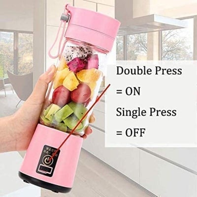 Picture of Portable Electric USB Juice Maker Juicer Bottle Blender Grinder Mixer, Rechargeable Bottle with 4 Blades(MULTI color)-Multicolor