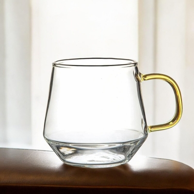 Picture of Transparent Coffee Mug GPB57 - 420ml Borosilicate Glass, Lightweight and Dishwasher Safe, Classic Round Shape without Lid, Perfect for Coffee, Tea, and Beverages, Elegant Clear Design for Daily Use.