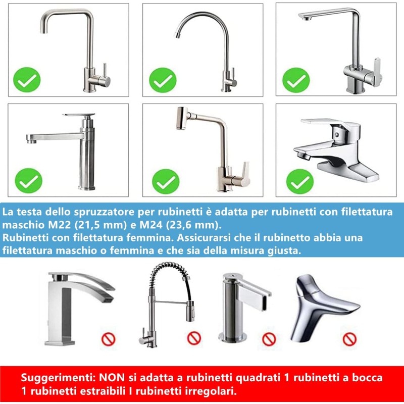 Picture of 2pcs Turbo Flex Water Filter – Stainless Steel 360° Faucet Sprayer – Rotatable Jet Nozzle – Water Saving Extender for Kitchen & Bathroom Sink