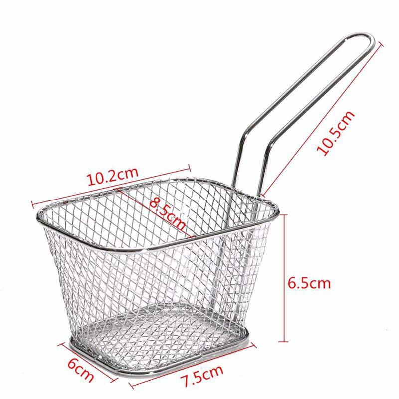 Picture of Chips Mini Fry Baskets Stainless Steel Fryer Basket Strainer Serving Food Presentation Cooking Tool French Fries Basket-Multicolor