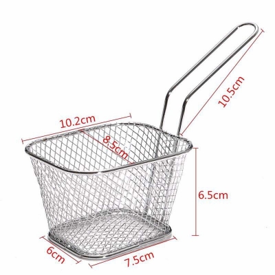 Picture of Chips Mini Fry Baskets Stainless Steel Fryer Basket Strainer Serving Food Presentation Cooking Tool French Fries Basket-Multicolor