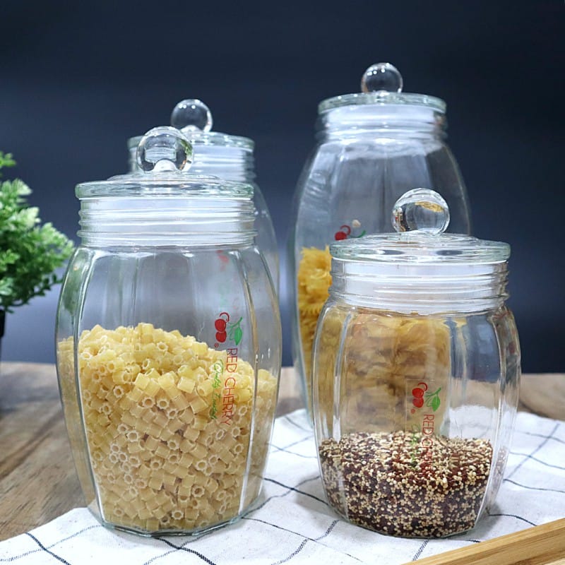 Picture of 1 L glass Wide Mouth Food Storage Mason Flip Top Glass Jar with glass Lid