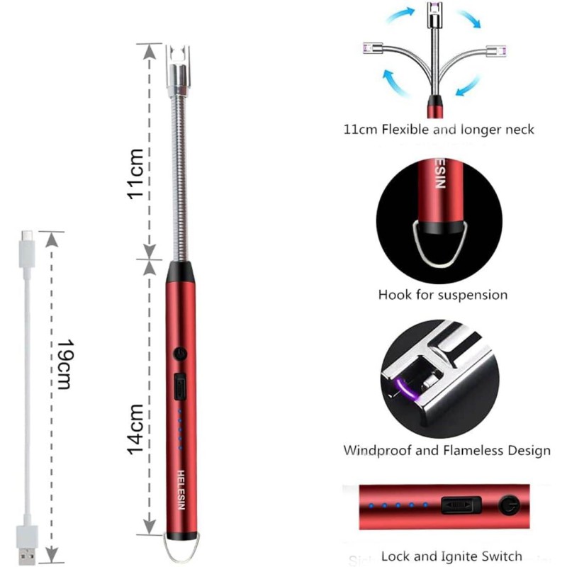 Picture of Electric Lighter for Candles and Stoves, Steel USB Rechargeable, 360° Flexible Plasma, Flameless Liter, Flexible Neck Arc Candle Gas Lighter, Multicolor, Pack of 1
