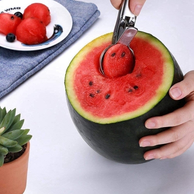 Picture of Stainless Steel Spring Trigger Ice Cream Scoop Set of 1 Pcs Remove The Ice Cream Easily, Dimension20X6.5X3-Silver
