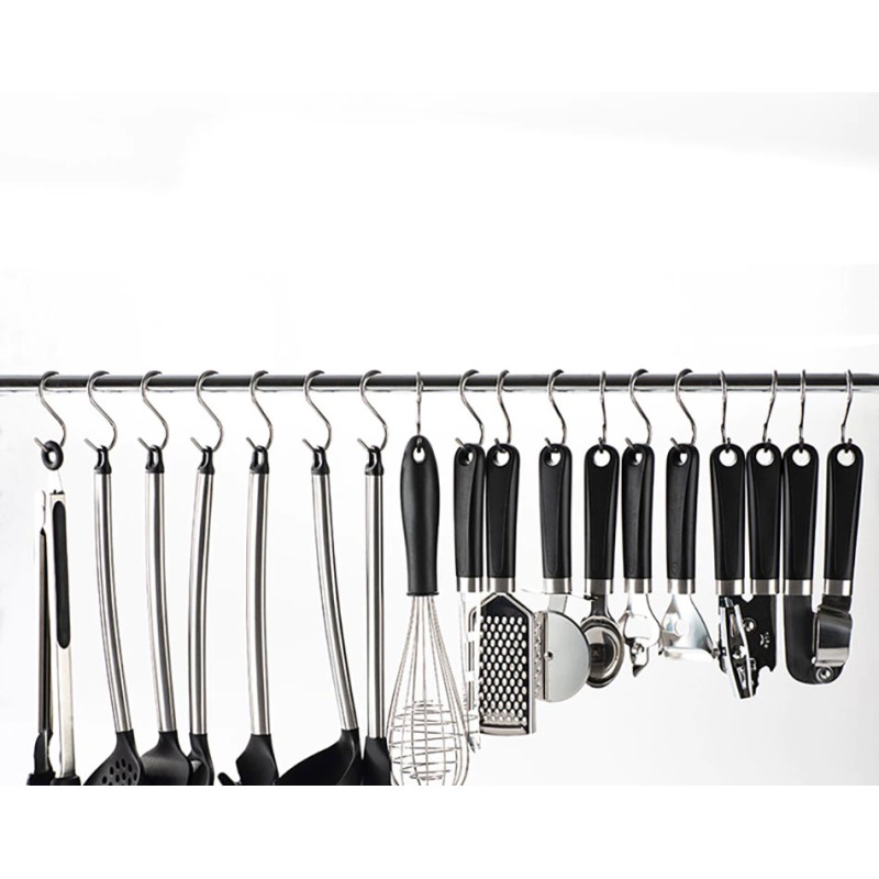 Picture of 5 pcs S-hooks for Hanging Flower Pot Holder Kitchen Utensils Clothes Bags Towels Plant Hooks for kitchen-Silver