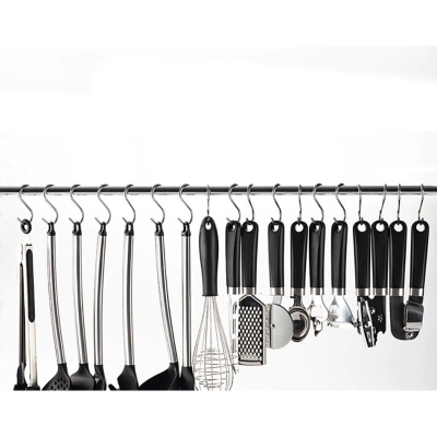 Picture of 5 pcs S-hooks for Hanging Flower Pot Holder Kitchen Utensils Clothes Bags Towels Plant Hooks for kitchen-Silver
