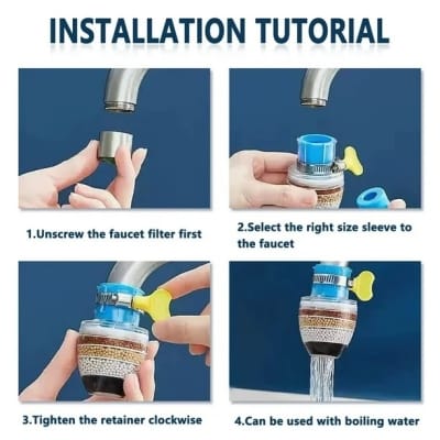Picture of Activated Carbon Faucet Filter â€“ 6-Layer Purifier Head with Rotating Splash Proof Nozzle â€“ Easy to Clean Kitchen Tap Attachment â€“ Ideal for Home â€“ Model 25