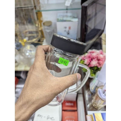 Picture of Premium Double Wall Borosilicate Glass Tea Infuser Bottle for Office and Home Use, Heat Resistant Leakproof Glass Water Bottle with Stainless Steel Strainer, Perfect for Brewing Loose Leaf Tea and Coffee.