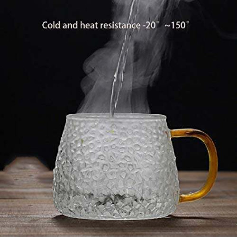 Picture of High Borosilicate Glass Cup with Golden Handle - Eco-Friendly and Stocked, 420ml Capacity for Tea, Coffee, and Water