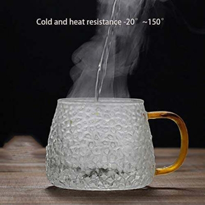 Picture of High Borosilicate Glass Cup with Golden Handle - Eco-Friendly and Stocked, 420ml Capacity for Tea, Coffee, and Water