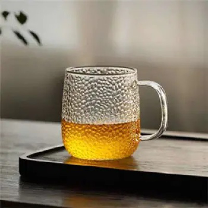Picture of Premium Borosilicate Glass Mug - Clear Round Shape, Scratch-Resistant, Lightweight, 380 ML, Microwave Safe - Set of 6 Mugs for Tea, Coffee, Milk, Hot & Cold Drinks