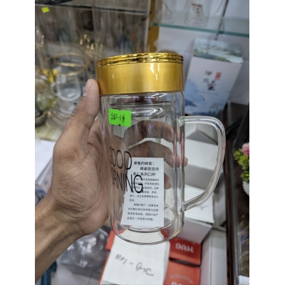 Picture of Premium Double Wall Borosilicate Glass Tea Mug with Removable Glass Infuser and Gold Lid, Heat Resistant Insulated Coffee Cup for Office Home, Eco-Friendly Loose Leaf Tea Steeper and Infuser Bottle.
