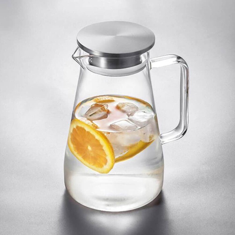 Picture of GPB30 Glass Pitcher with Lid – 1PC Large  Carafe for Iced Tea, Water, Coffee, Milk, Juice  | Heat-Resistant Glass Jug for Hot & Cold Beverages | Elegant Tableware