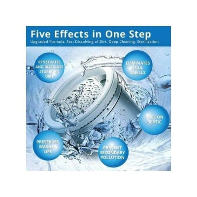 Picture of 12PCS Washing Machine Cleaner Effervescent Tablets – Deep Cleaning, Deodorizing, and Stain Removal Detergent for Front & Top Load Washers, Keeps Machine Fresh & Odor-Free