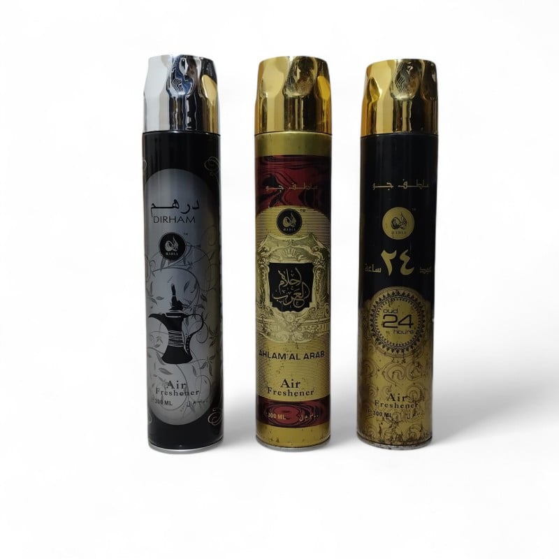 Picture of Hadia 3pcs Oud Ahlam Dirham Arabic Air Freshener Combo – 300ml Bottles for Home & Office
