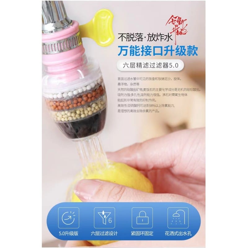 Picture of Multi-Layer Activated Carbon Faucet Filter – Universal Kitchen Tap Nozzle – Medical Stone Water Purifier – Splash Proof Design – Easy To Install And Clean – 1 Pcs
