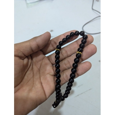 Picture of Premium Handcrafted Black Onyx Prayer Beads with Gold Filigree Accents for Meditation, Yoga, and Spiritual Grounding, Perfect for Daily Dhikr, Stress Relief, and Enhancing Mindfulness with Elegant Greek Komboloi Style Aesthetics.