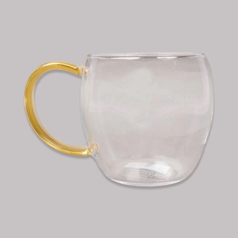 Picture of GPB49-2 350ml Glass Cup - Modern Borosilicate Glass for Milk, Juice, Smoothie, and Coffee, Lightweight, Dishwasher Safe, Available in Clear, Black, and Golden Colors, Perfect for Stylish Drinkware Collection.