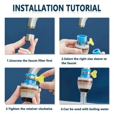 Picture of 6-Layer Faucet Filter Head with Activated Carbon â€“ Splash Proof Rotatable Nozzle for Kitchen Sink & Bathroom â€“ Easy Installation Tap Water Purifier