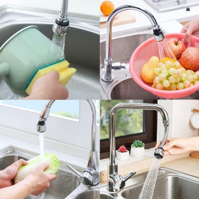 Picture of 2pcs Turbo Flex Water Filter – Stainless Steel 360° Faucet Sprayer – Rotatable Jet Nozzle – Water Saving Extender for Kitchen & Bathroom Sink