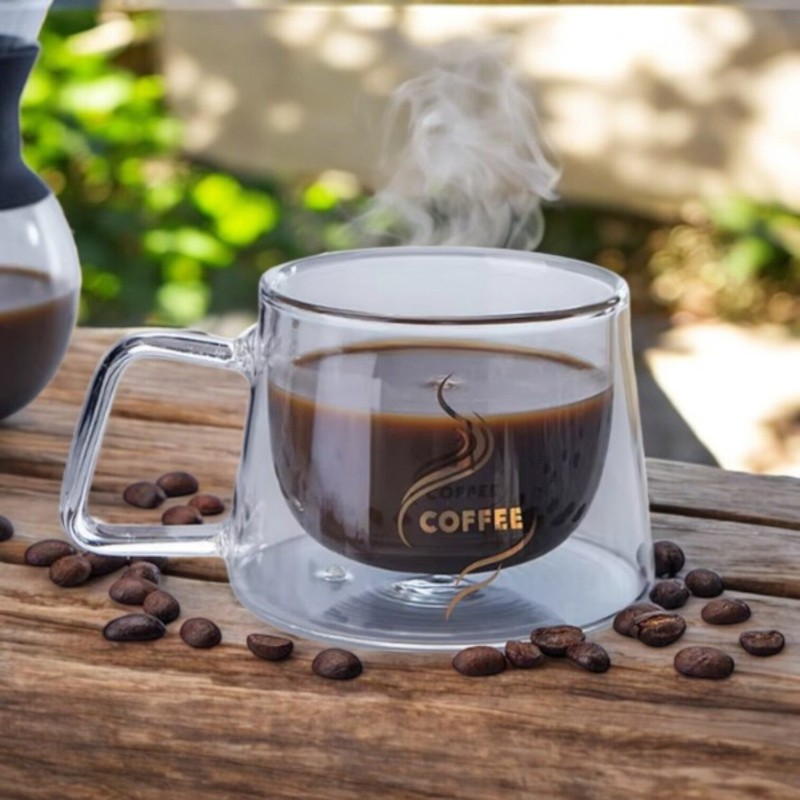 Picture of High Borosilicate 350ml Heat Resistant Double Wall Glass Coffee Cup, Eco-Friendly Design for Tea, Coffee, and Water - 16oz Transparent Sublimation Glass Cup (1 pc).