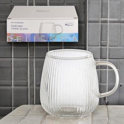 Picture of Set of 6 Lightweight Borosilicate Glass Mugs - Scratch-Resistant, 380 ML Microwave-Safe Round Glass Cups for Tea, Coffee, Milk, Hot or Cold Beverages - Clear and Durable Design