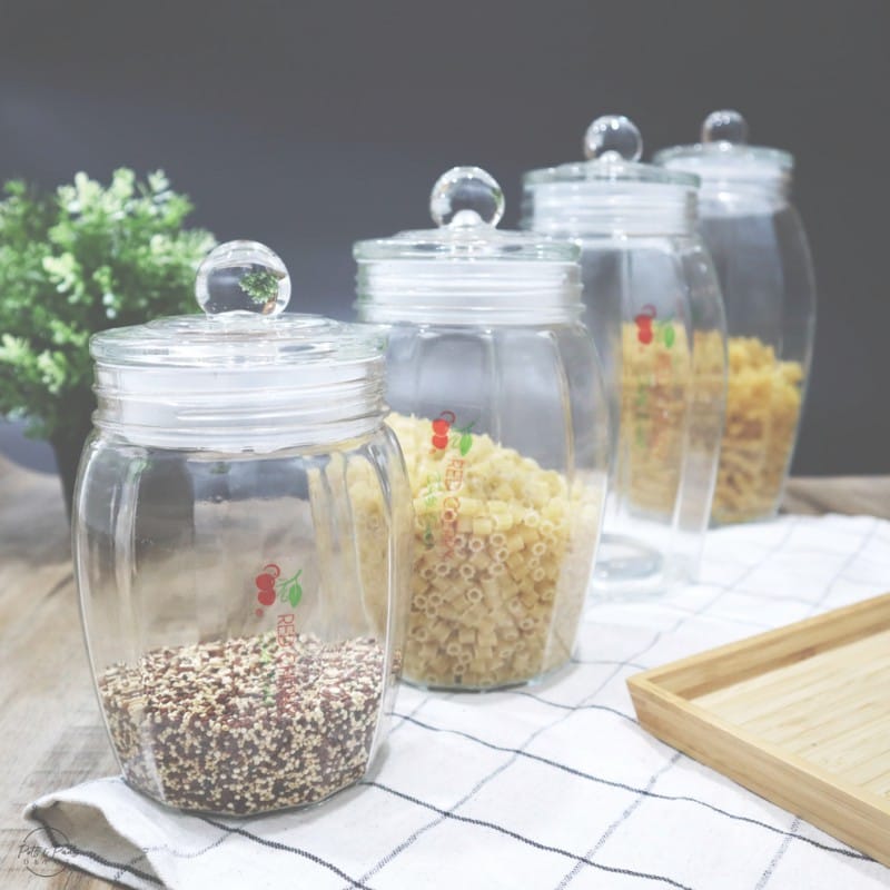 Picture of 1 L glass Wide Mouth Food Storage Mason Flip Top Glass Jar with glass Lid