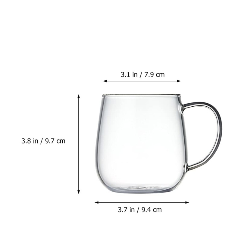 Picture of Borosilicate Glass Mugs Set - Lightweight, Scratch Resistant, Microwave Safe 380 ML Clear Round Cups for Hot and Cold Beverages - Perfect for Tea, Coffee, Milk - 6 PCS Included